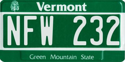 VT license plate NFW232