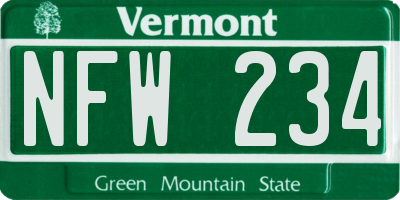 VT license plate NFW234