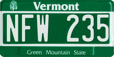 VT license plate NFW235
