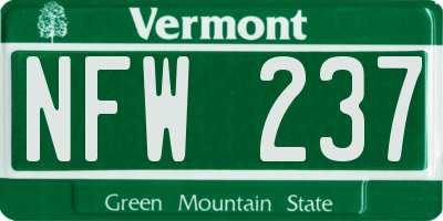VT license plate NFW237