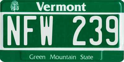VT license plate NFW239