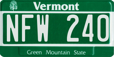 VT license plate NFW240