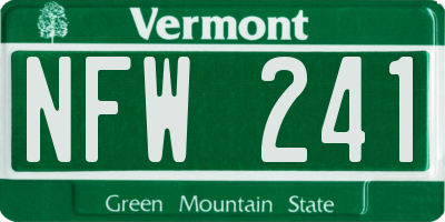VT license plate NFW241