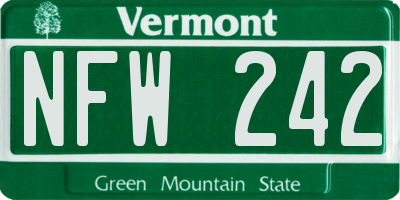 VT license plate NFW242
