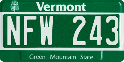 VT license plate NFW243