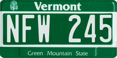 VT license plate NFW245