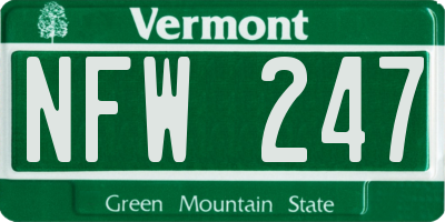 VT license plate NFW247