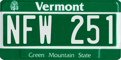 VT license plate NFW251
