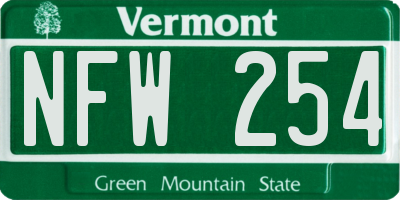 VT license plate NFW254