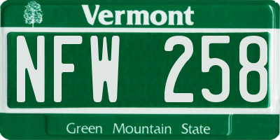 VT license plate NFW258