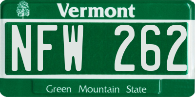VT license plate NFW262