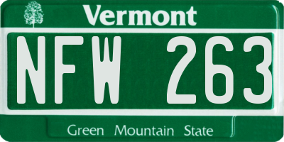 VT license plate NFW263