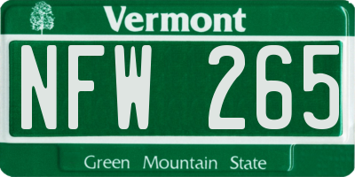 VT license plate NFW265