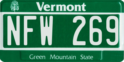 VT license plate NFW269