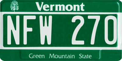 VT license plate NFW270