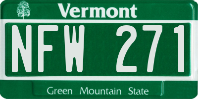 VT license plate NFW271