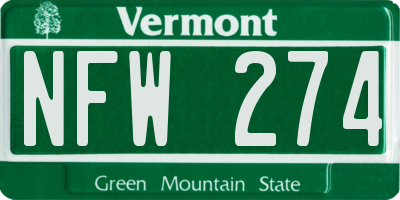 VT license plate NFW274