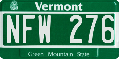 VT license plate NFW276