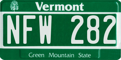 VT license plate NFW282