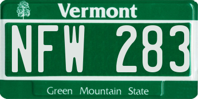 VT license plate NFW283