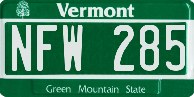 VT license plate NFW285