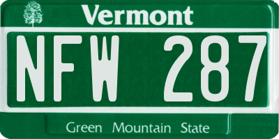 VT license plate NFW287