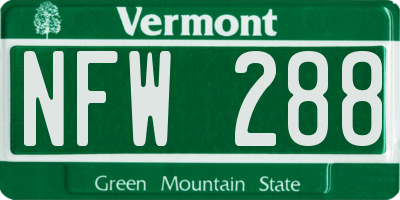 VT license plate NFW288