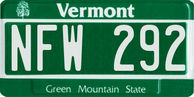 VT license plate NFW292