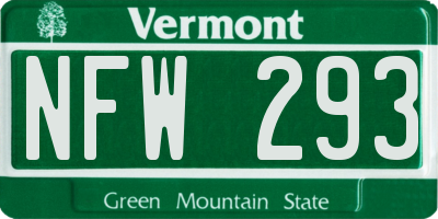 VT license plate NFW293
