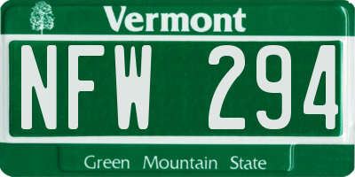 VT license plate NFW294
