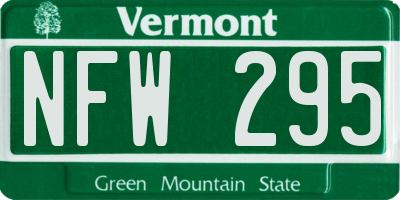 VT license plate NFW295