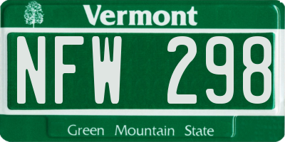 VT license plate NFW298