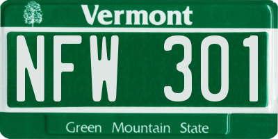 VT license plate NFW301