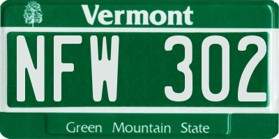 VT license plate NFW302