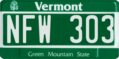 VT license plate NFW303