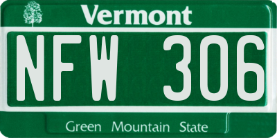 VT license plate NFW306