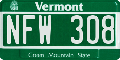VT license plate NFW308