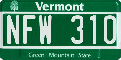 VT license plate NFW310
