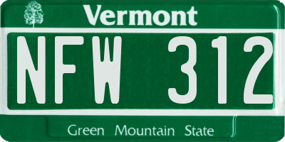 VT license plate NFW312