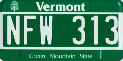 VT license plate NFW313
