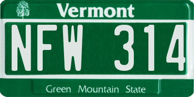 VT license plate NFW314