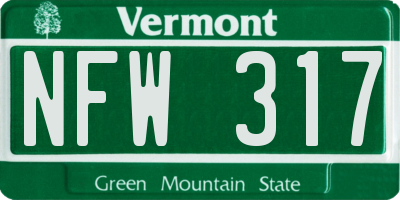VT license plate NFW317