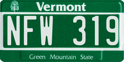 VT license plate NFW319