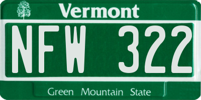 VT license plate NFW322