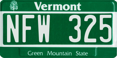 VT license plate NFW325