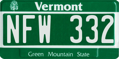 VT license plate NFW332