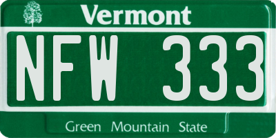 VT license plate NFW333