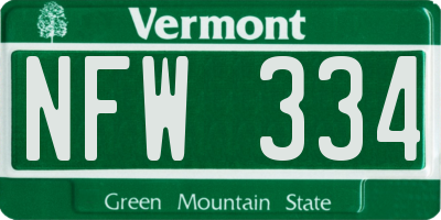 VT license plate NFW334