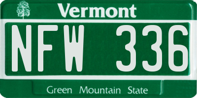 VT license plate NFW336
