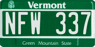 VT license plate NFW337